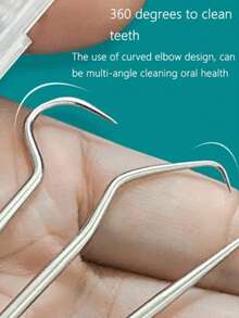Bộ dụng cụ chăm sóc răng miệng 7 món bằng thép không gỉ, bao gồm 1 tăm xỉa răng cầm tay và 1 hộp đựng chỉ nha khoa kèm ống đựng. - Bạc - Xem 5