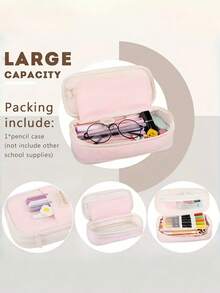 Large Capacity Multi-Function Pencil Case, Pencil Bag, Student Stationery Storage Box, Back To School Supplies, Expandable Large Capacity Pencil Holder, Diagonal Fabric Stationery Storage Bag With Pen Slots - Multicolor - View 5