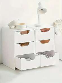 三层桌面收纳盒，带抽屉 - 非常适合存放办公用品、珠宝和化妆品 - 便携式隔层收纳盒（4.92 英寸 x 8.7 英寸 x 2.99 英寸） - 彩色 - 查看 4