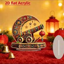 Dekoracyjna figurka w kształcie gwiazdy i księżyca z akrylu 2D, ozdoba na biurko - Wielokolorowe - Zobacz 3