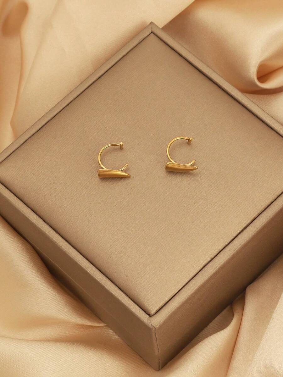 1 par de anillos para el labio con colmillos exagerados de estilo punk gótico retro (set de 2 piezas) - oro - Ver 1