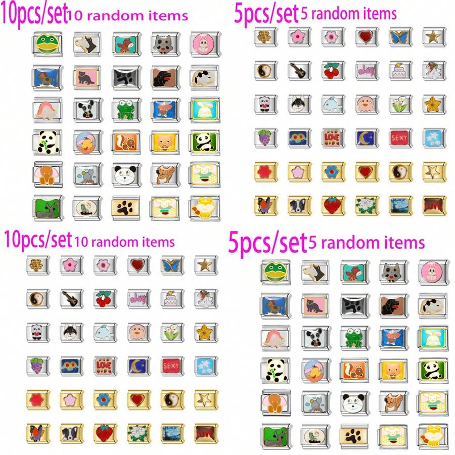 1/5/10pcs Stainless Steel Modular Beads, DIY Bracelet Necklace Ring Anklet, Fashionable Elegant Cute Italian Modular Design, Ideal Couples Gift (Product Is Single Component, Not Pre-Assembled) Valentine's Day, Ramadan, New Year Gift - Multicolor - View 1