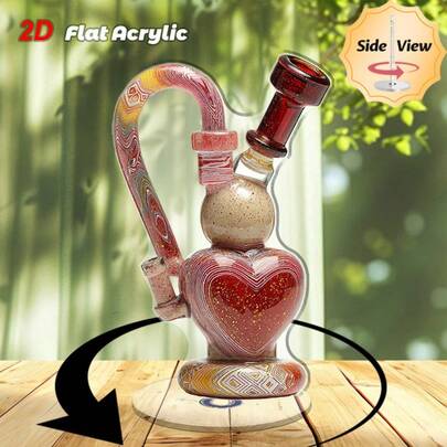 1pc Heart-Shaped Base Acrylic & Glass Effect , Color Changing Side, Romantic Gift, 2D Flat Tabletop Decor, Office Accent, Love Themed Spinning Toy