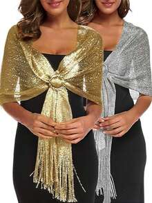 2 chiếc khăn choàng nữ, thích hợp cho váy dạ hội, đám cưới, tiệc tùng. - Nhiều màu - Xem 12