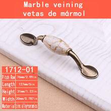 1 Stück Vintage Europäischer Stil Knauf, Marmormuster Keramik Schrank-/Schubladengriff, luxuriöse bronzefarbene Optik, glatte Textur, geeignet für Kleiderschrank, Badezimmer, Küche, Waschtisch, amerikanischer Möbelstil - Bronze mit Steinmuster - Übersicht 13