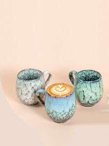 1pc 320ml Latte Art Coffee Cup, Ceramic Espresso Cup, Office Water Mug, Creative Crackle Glaze Ceramic Cup, Beverage Cup, Coffee Cup, Home Ceramic Cup, Hanging Ear Coffee Cup, Cola Cup, Cold Drink Cup, Breakfast Milk Cup, Oatmeal Cup, Flower Tea Cup - Multicolor - View 5