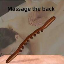 Massage Tool, Manual Wooden Massage Stick, With 8 Skin-Friendly Beads, Suitable For Waist/Abdomen/Legs/Hands/Back Body Shaping Massager, Body Beauty Equipment, Single Row 8 Beads Rolling Stick Carbonized Massage Stick One For The Whole Body General Gua Sha Belly Rub Professional Meridian Stick. Gifts, Suitable For Both Men And Women