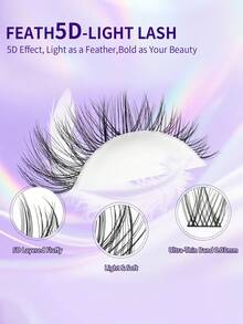 140片装 C型卷翘混合款假睫毛簇，长度8-16毫米，纤细自然，DIY单根假睫毛，易于佩戴，可重复使用，适合日常妆容。睫毛簇，单根假睫毛，假睫毛，D型卷翘睫毛簇，大容量套装，新手友好型假睫毛教程，浓密蓬松的DIY分段式睫毛嫁接套装，包含胶水、封层剂和镊子。 - 彩色 - 查看 5