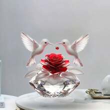 2D Flat, Valentine's Rose & Hummingbird Acrylic Decor - 2D Transparent Decoration, Ideal For Birthday And Graduation Gifts, Crystal-Like Transparent Desktop Figurine - Multicolor - View 4