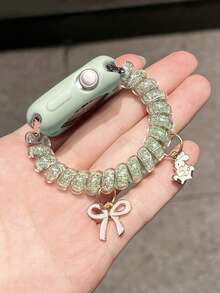 1个女士绿色时尚发圈蝴蝶结小巧弹力带，适用于38/40/41/42/44/45/49/46mm Ultra2/Ultra/SE/10/9/8/7/6/5/4/3/2/1 - 綠色 - 查看 3