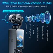 W&O New Vlogging Camera: 4K Digital Camera With 180° Rotating Lens & 16x Zoom​ - Features 1MP Photos, Autofocus, And Flash For Night Shooting. Supports 32GB Memory Card With 2000mAh Battery. An Ideal Gift For Valentine's Day, Christmas, And Travel Adventures. - 黑色 - 查看 3