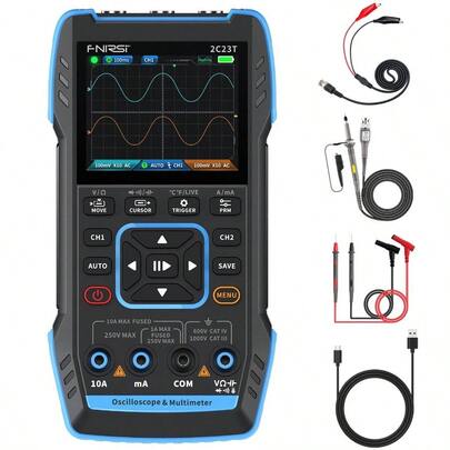 2C23T 3 In 1 Handheld Oscilloscope Multimeter DDS Generator 2 Channels 10 MHz Bandwidth 50 MSa/S Sampling Rate 10000 Counts Voltage Current Capacitor Resistance Diode Testing