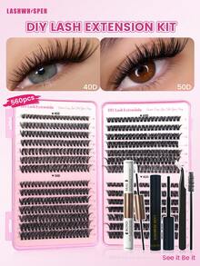 Pegamento de sellado y fijación para pestañas en racimo, extensión de pestañas individuales DIY, fácil de usar, amigable para principiantes, agarre fuerte, de larga duración - Rosa - Ver 5