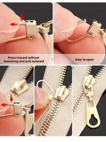 6/10pcs Detachable Metal Zipper Pulls, Universal Repair Tool For Bags/Backpacks/Clothes Zipper Pulls & Pendants - Multicolor - View 7