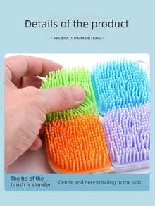 1pc (Random Color) Shampoo Brush Massage Hair Washing Tool, Scalp Massager Comb, Hair Cleaning Brush, Square Bathroom Shower Scrub Brush, Silicone Head Massage Scrubber