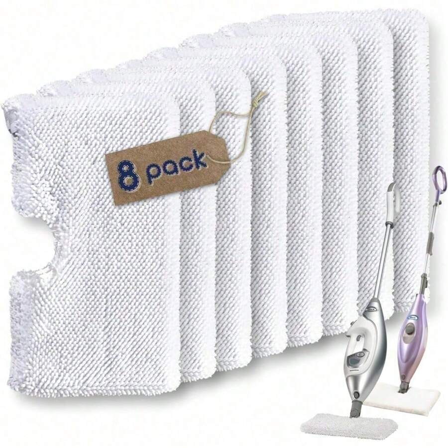 **8 Pack Steam Mop Pads Ultra Thick Microfiber Replacement Covers Washable Reusable For Hardwood Tile Floors Home Cleaning Essentials - 8 Pack White - View 1