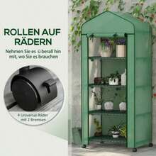 Aluminum Greenhouse, Mini Greenhouse, Cold Frame, 4 Shelves, 69 X 50 X 165 Cm, Green