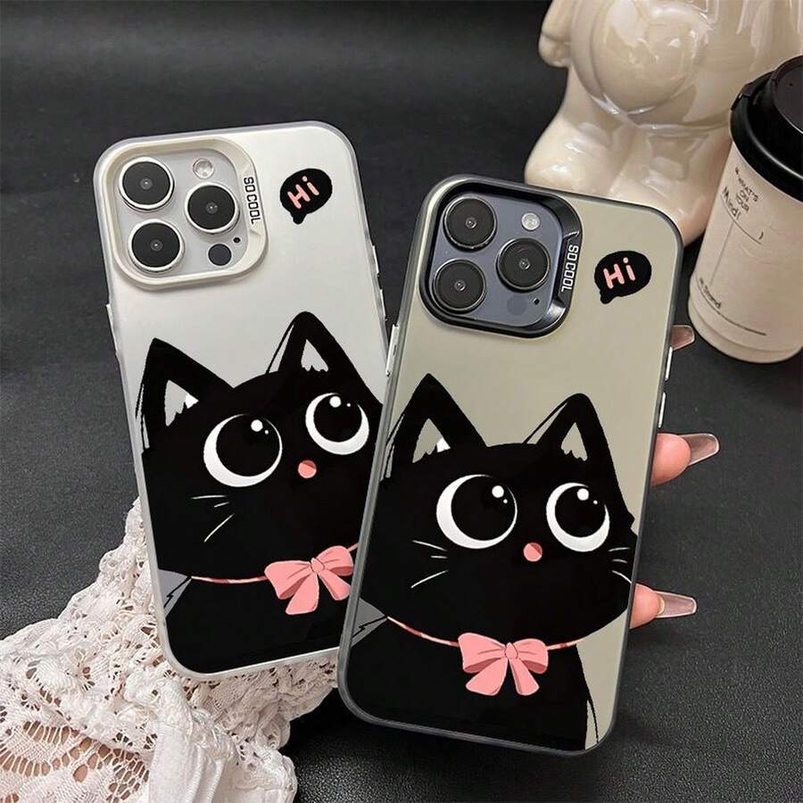 Cartoonish and cute Phone case suitable for MOTOG34, G54 (Brazilian version), G84, G86, G05, G10, G24, G13, G14, G15, G35, G56. Gift for friends, gift for family, couple's style, unisex, Halloween gift, Easter gift, colored silver phone case - CYK Caricatura y lindo BlackWEAW - Ver 1