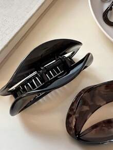 4个/1个 女士/女孩 4.72英寸/12厘米 新款加厚高品质半圆形复古多功能发夹，大号塑料发爪，适合浓密头发，黑色、红色、棕色、豹纹，简约优雅时尚，适合丸子头、马尾辫、度假时尚发饰，冬季发饰，优雅发爪夹