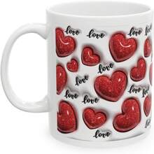Taza de Cerámica 11 oz con Diseño de Corazones, Flores y Besos, Mensaje de Amor para Parejas o Amigos, Regalo Original para San Valentín, Aniversarios o Cumpleaños Esposa Novia - Padrino - Ver 1