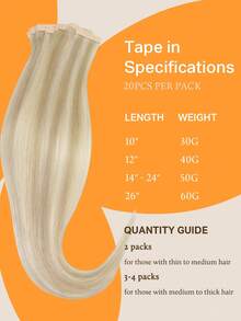 DOORES 50g 20pcs Film Hair Extensions 100% Human Remy Hair Deep Gold Highlight Bleached Gold Heat Resistant Dyeable Seamless Film Bonding Straight Hair Add Volume And Length - S18A/613A - View 4