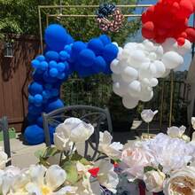 112pcs DIY Red White Blue Latex Balloon Arch, Suitable For Sports Events, Birthday Parties, Weddings, Anniversaries, Bridal Showers, Graduations, Christenings, Carnivals, Gifts, Gender Reveal Parties, Festivals, Hawaiian Photography, Mother's Day And More - Multicolor - View 6