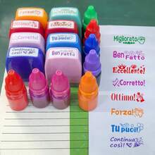 Italian Encouragement Stamps, Teacher Praise Stamps. Common And Popular Italian Words Of Encouragement, Full Of Positive Energy. Natural To Use When Teaching Or Motivating Others, Can Convey Warmth And Effectively Inspire The Other Party. Teaching Stamps. - 8 Italian Words With Oil - View 3