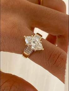 一枚优雅奢华的立方氧化锆925纯银戒指，精致的欧美复古风格女士戒指，独特设计，是舞会、聚会和派对的完美之选，也是馈赠亲朋好友的绝佳珠宝礼物。 - 奢華馬眼 - 查看 5