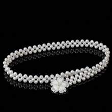 1pc Elegant Stretch Pearl, Rhinestone & Crystal Embellished Belt, Suitable For Autumn, Halloween And Other Occasions