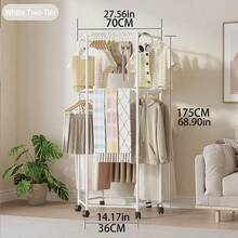 1个六面旋转落地式晾衣架，多功能加厚洗衣架，适用于家庭/宿舍，360°旋转，大容量，移动顺畅