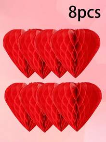8个/1个情人节心形蜂窝纸球吊坠，粉色纸心吊坠，适用于情人节、婚礼派对装饰、生日派对装饰、礼品包装、情人节装饰、情人节派对、情人节礼物 - 彩色 - 查看 12