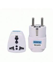 1 Set Travel Power Adapter, Universal Plug Converter From AU/UK To EU, AC 250V EU Type E/F Socket (White)