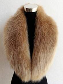 Women's Fox Fur-Look Collar Shawl With Oversized Fur Trim Warm Imitation Fur Collar Thickened Faux Fur Collar Length 100cm * 17cm - màu đen - Xem 6