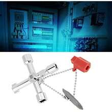 Intersectar Llave Llave para Caja de Armario Eléctrico, Universal 4 en 1 Clave Multifuncional, Herramienta de Aleación de Zinc Portátil con Destornillador, Triángulo, Cuadrado, Círculo para Medidor(default) - Multicolor - Ver 4