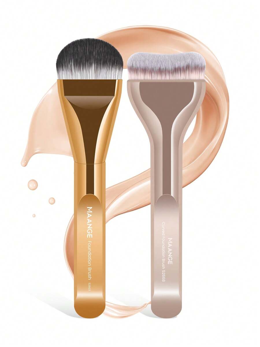 MAANGE Bộ 2 cọ trang điểm du lịch mềm mại, chuyên nghiệp và bền bỉ, gồm cọ nền, cọ phấn phủ, cọ che khuyết điểm, cọ chi tiết, phù hợp với kem nền dạng lỏng, món quà tuyệt vời dành cho phụ nữ và các cô gái.