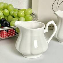 1pc 6.34oz Ceramic Pumpkin Shaped Milk Pitcher, 180ML Elegant White Coffee Pot, Sauce Dish For Steak, Tomato Sauce, Black Pepper Sauce, Milk Pot With Handle - Suitable For Restaurants, Cafes, Kitchens, Afternoon Tea - Microwave And Dishwasher - Ideal Housewarming Gift, Kitchen Decor Gift, Eid/Ramadan Gift - Multicolor - View 1