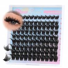 Lash Racimers - Extensiones de pestañas en racimo de manga, 80 unidades, rizo C, pestañas individuales con volumen, pestañas de anime con banda fina, pestañas para cosplay, para bricolaje en - Rosado - Ver 3