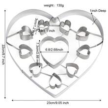 Valentine's Day Series Hanging Welding Multi-Shaped Stainless Steel Cookie Cutters Baking Tools Creative Combination Cookie Molds , Biscuit Cutter;Stainless Steel Heart Cookie Cutter Set, Large Heart Shape With 10 Mini Hearts Cut-Outs, Baking Tool For Valentine's Day - Silver - View 9