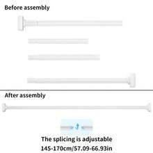 可调节伸缩杆 - 不锈钢材质，塑料端头，无需钻孔即可轻松安装，适用于浴帘、窗帘、门帘、衣物收纳和阳台晾晒，银色、黑色和白色可选，浴室装饰 - 彩色 - 查看 26