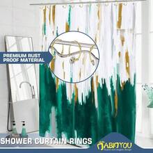 Ganchos de cortina de ducha dorados, paquete de 12 anillos de cortina de ducha para bao, anillos de ducha a prueba dex ido, ganchos de ducha redondos de metal para barra de cortina de ducha, - Dorado - Ver 5