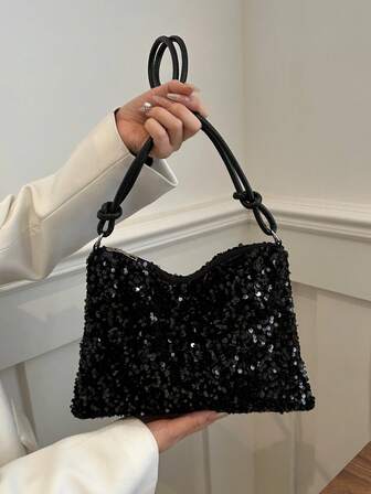 奢华亮片单肩包，时尚闪光斜挎包，闪亮手提包，适合女士派对和晚宴
