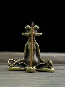 1/2pcs Exquisite Metal Kung Fu Frog Incense Holder, Meditation Frog Figurine With Lotus Leaf Base, Alloy Material, Suitable For Yoga, Meditation, Sleep And Rest, Perfect Desktop Decor, Meditation Accessory, Yoga Decor, Decorative Statue, Elegant Design, Durable Material, Desktop Ornament, Incense Burner, For Meditation Enthusiasts And Yoga Practitioners