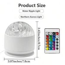 Aurora And Ripple 2-In-1 Projection Light -16 Color RGB LED Ambient Light With Remote Control, USB Power Supply, Nordic Aurora And Ocean Wave Night Light, Suitable For Bedroom, Party Decoration And Meditation | Perfect Gift, Can Be Used As Birthday Gift, Anniversary, Halloween And Christmas Holiday Gift. - Nhiều màu - Xem 2