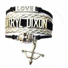 - Pulsera trenzada de calavera para los fanticos de los muertos vivientes, color negro con plata, 15 6 inch Cuero sinttico - inicial - Ver 1