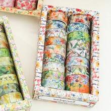 18 Rolls Blossom Washi Tape Set Floral Arts Adhesive Tapes Flowers Garden Decorative Masking Tape Sets, Scrapbook, Wrapping Blossom Festival - Pastel Charm - View 2