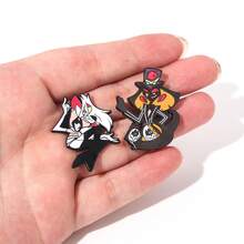 1件 Hazbin 卡通动漫酒店翻领珐琅徽章天使恶魔龙胸针人偶金属吊坠粉丝徽章包包配件礼物 - 彩色 - 查看 4