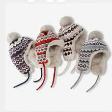 1pc Women Knitted Beanie Hat, Versatile, Warm Ear Protection, Suitable For Cycling, Winter - Multicolor - View 3