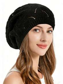 1 chiếc mũ nồi đan thường ngày cho nữ, màu trơn, thời trang và đa năng cho mùa thu đông - Nhiều màu - Xem 5