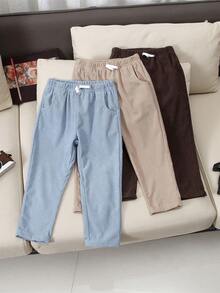 3件套幼儿男童休闲口袋抽绳装饰裤 - 彩色 - 查看 1