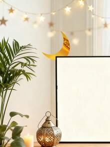 1/2 Stück Halbmond Tischdekoration für Eid Mubarak, goldener Ramadan dekorativer Halbmond als Tischmittelpunkt, islamisches Fest Heim- und Büro Tischdekoration, festliche Atmosphäre Beleuchtung - Verschiedenfarbig - Übersicht 7